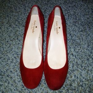 Kate Spade Beverly Ruby Red Suede Block Heels Size 6